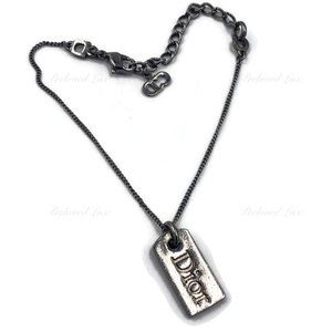 Authentic Dior Logo Metallic Black Bracelet